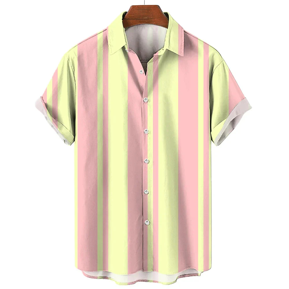 Camisa de verão de manga curta às riscas