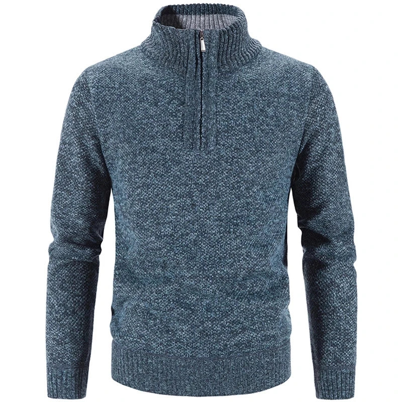 Camisola elegante com fecho de correr em malha grossa