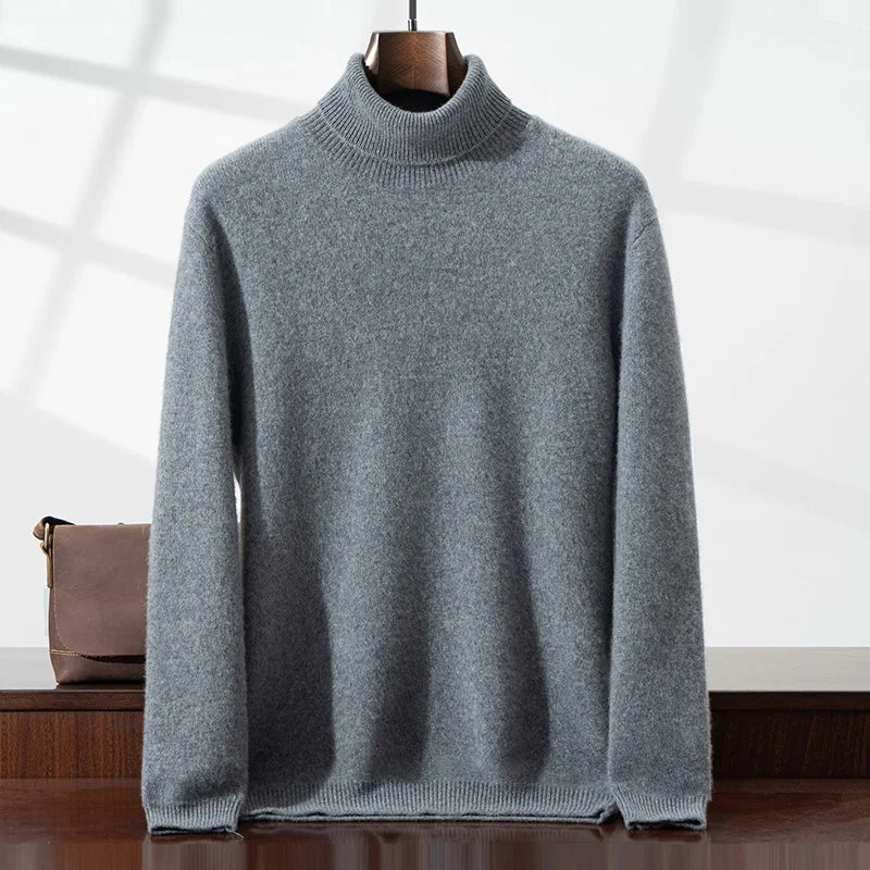 Elegante camisola de gola alta em caxemira