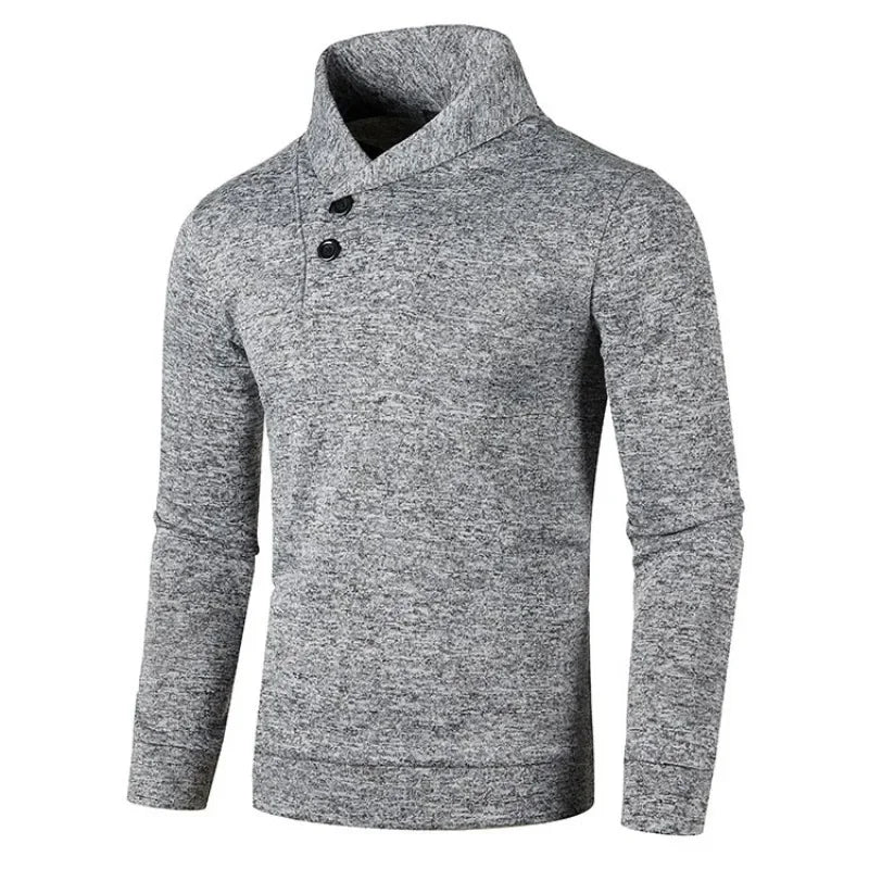 Elegante camisola de gola alta com botões