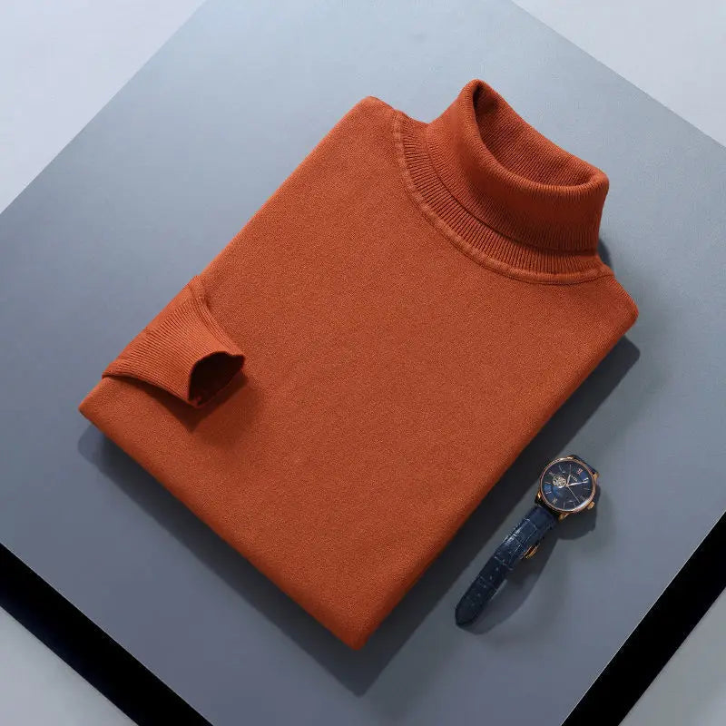 Elegante camisola de gola alta em algodão