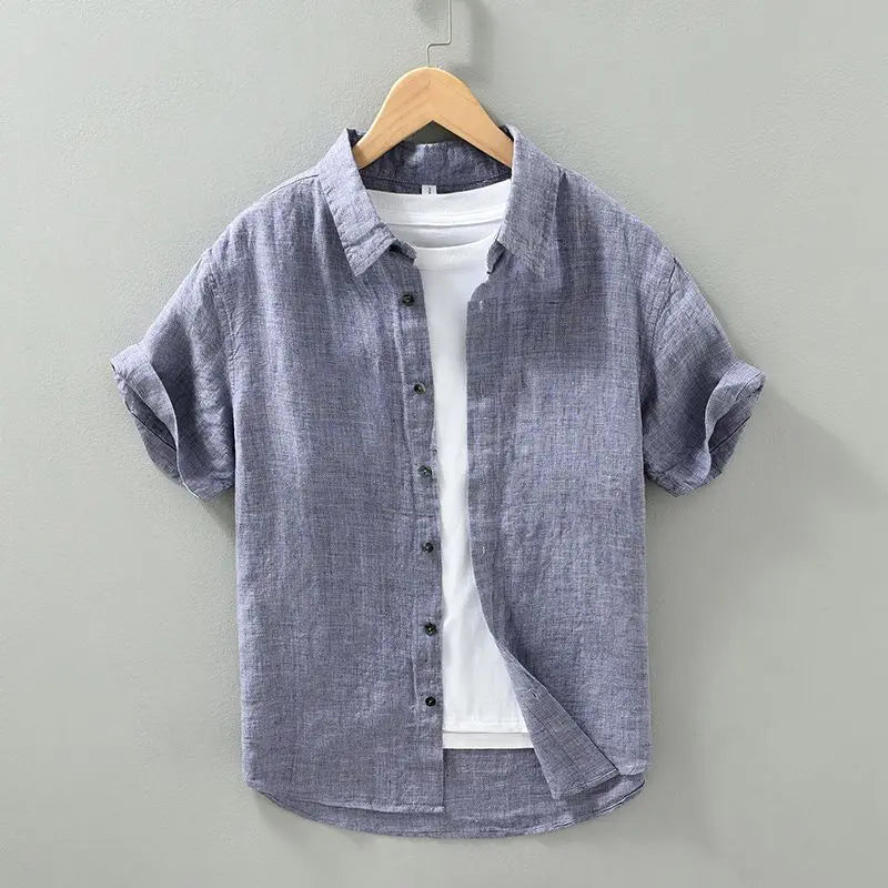 Camisa de linho de manga curta