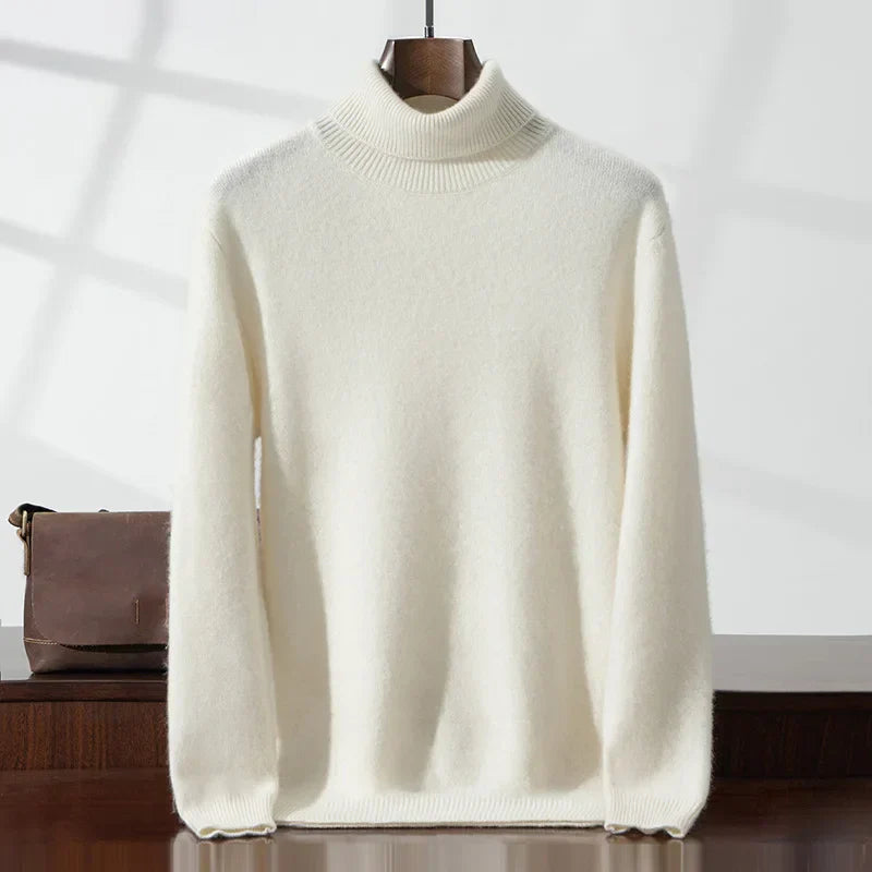 Elegante camisola de gola alta em caxemira