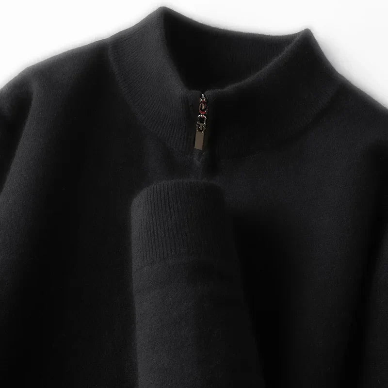 Camisola com fecho em lã merino australiana