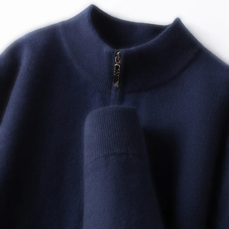 Camisola com fecho em lã merino australiana