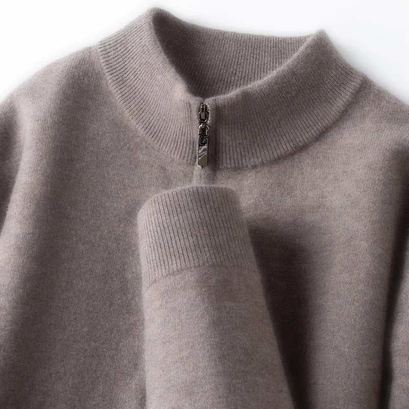 Camisola com fecho em lã merino australiana