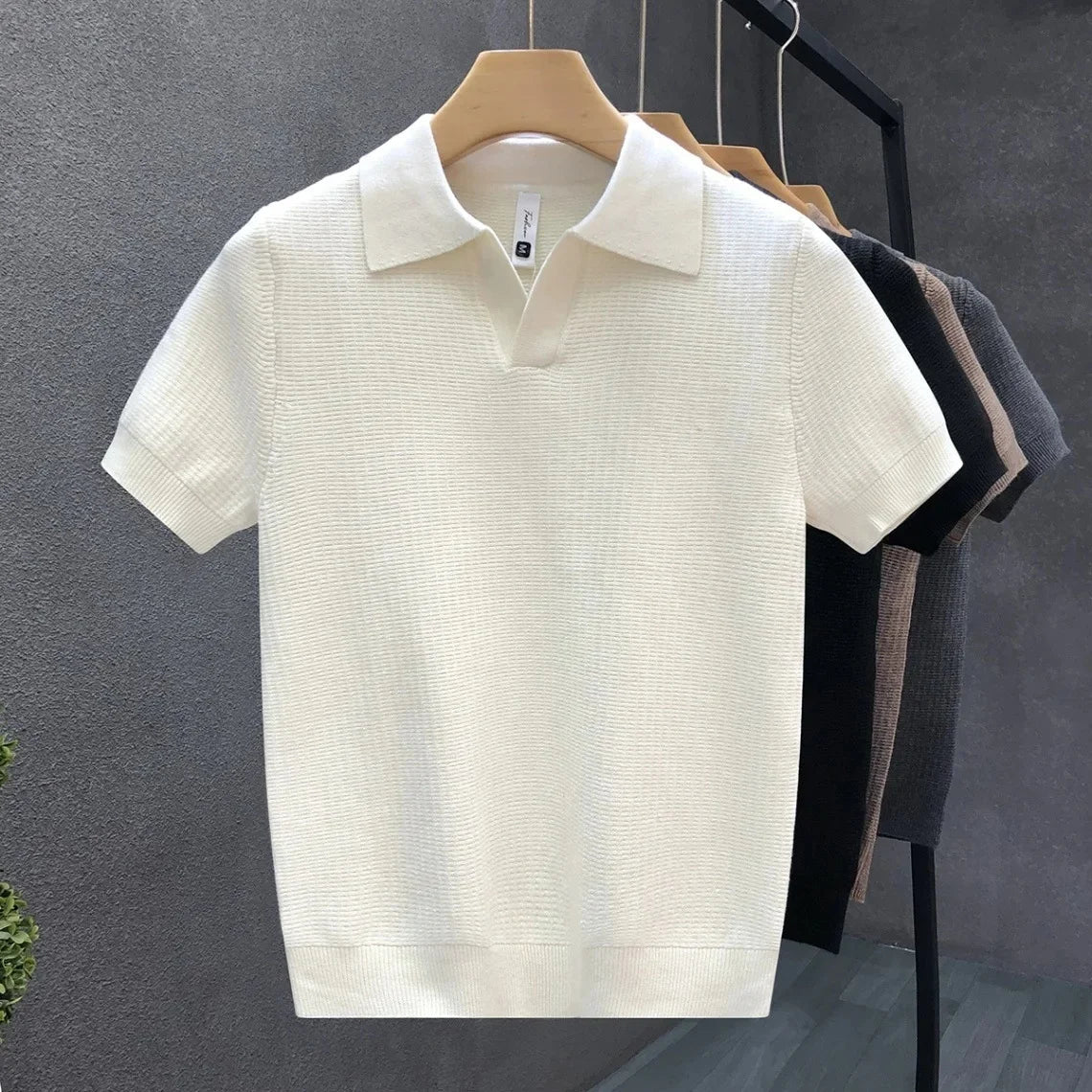 Camisa pólo de malha respirável