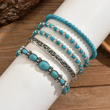 Conjunto de pulseiras boémias turquesa