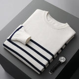 Elegante camisola de lã às riscas