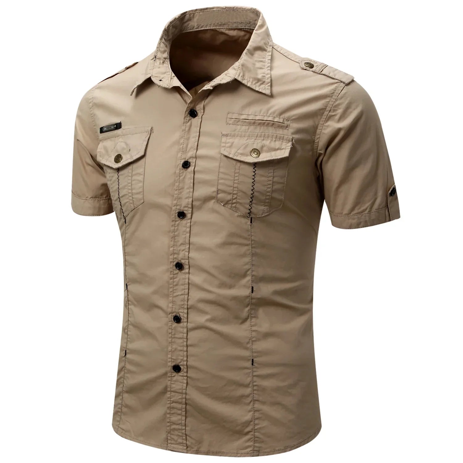 Camisa de manga curta em algodão Cargo