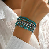 Conjunto de pulseiras boémias turquesa