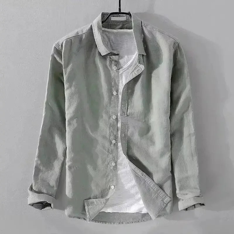 Camisa casual de algodão e linho