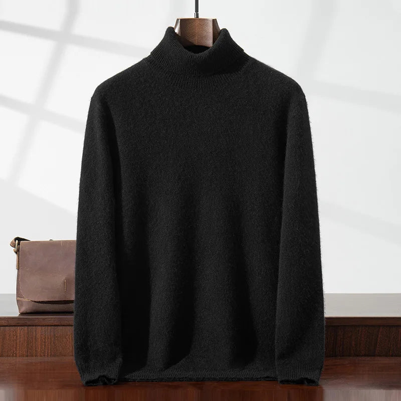 Elegante camisola de gola alta em caxemira