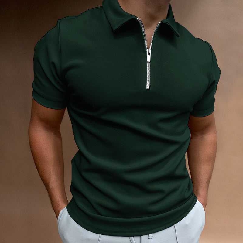 Camisa pólo com fecho