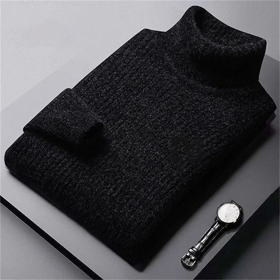 Elegante camisola de gola alta em malha