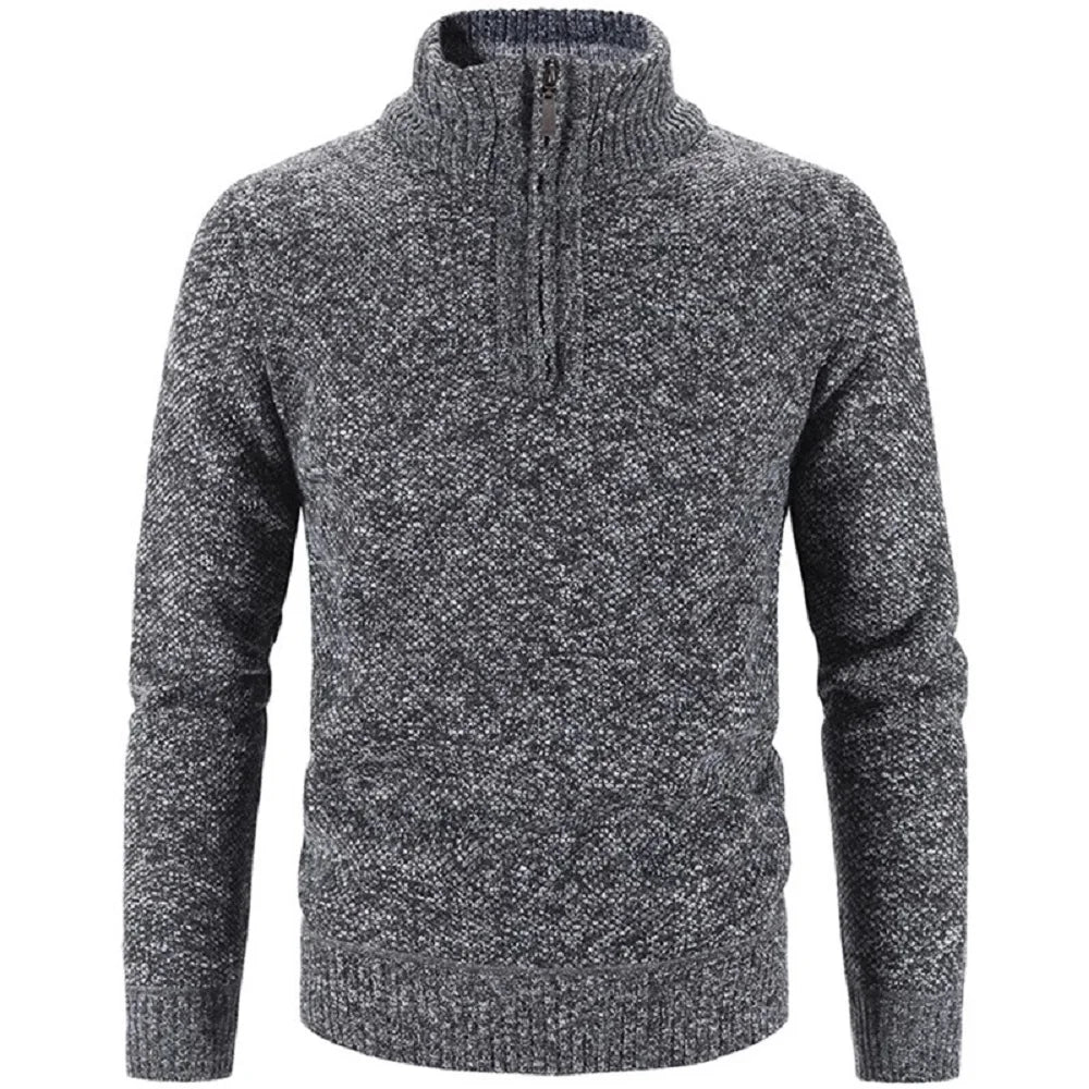 Camisola elegante com fecho de correr em malha grossa