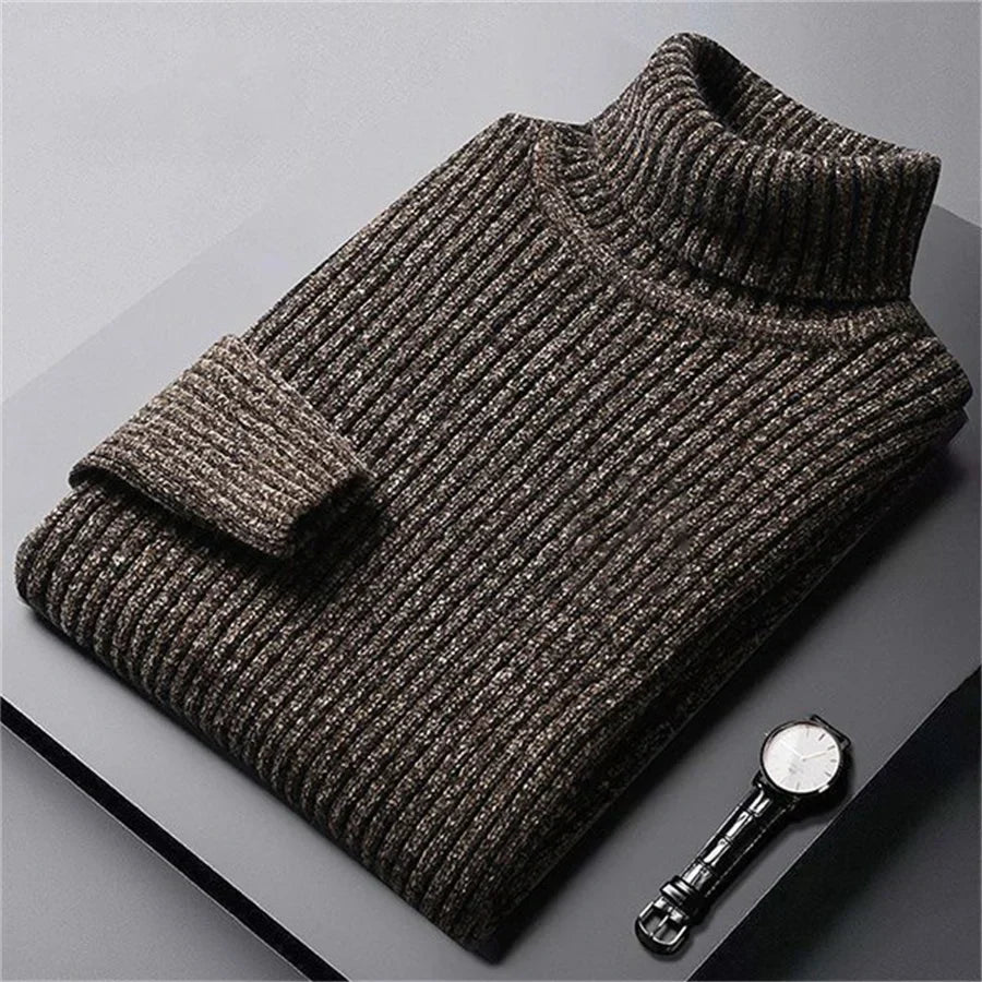 Elegante camisola de gola alta em malha