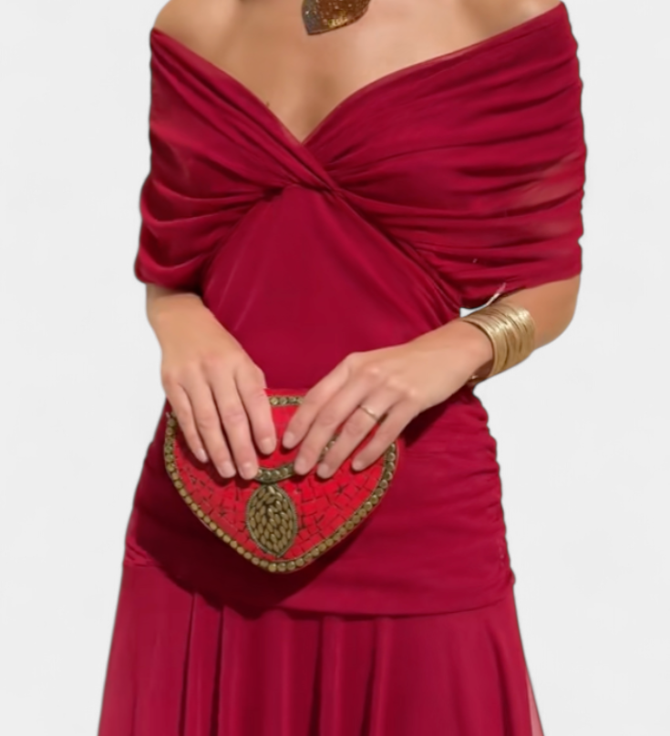 Vestido elegante com decote em V
