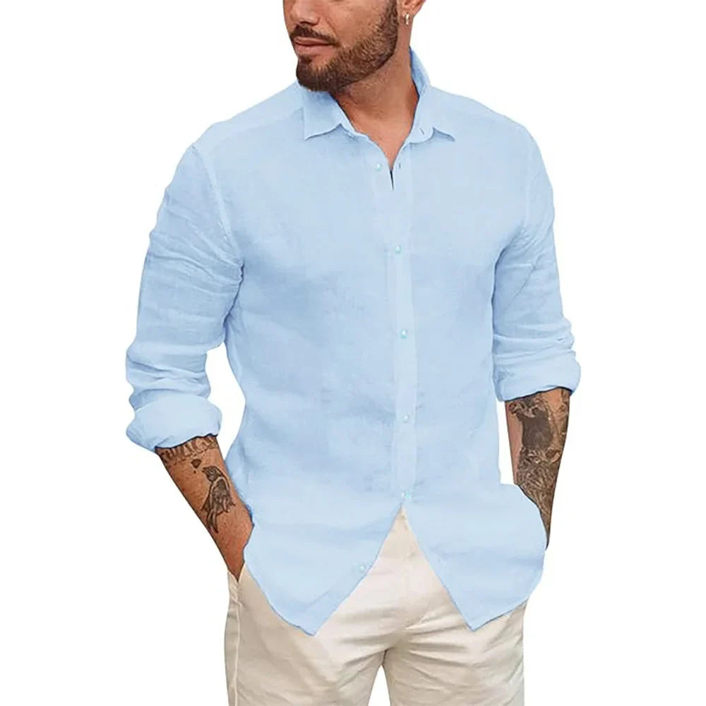Camisa havaiana em linho de algodão
