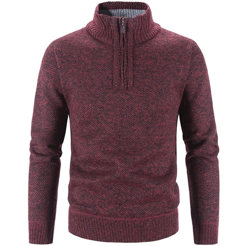Camisola elegante com fecho de correr em malha grossa