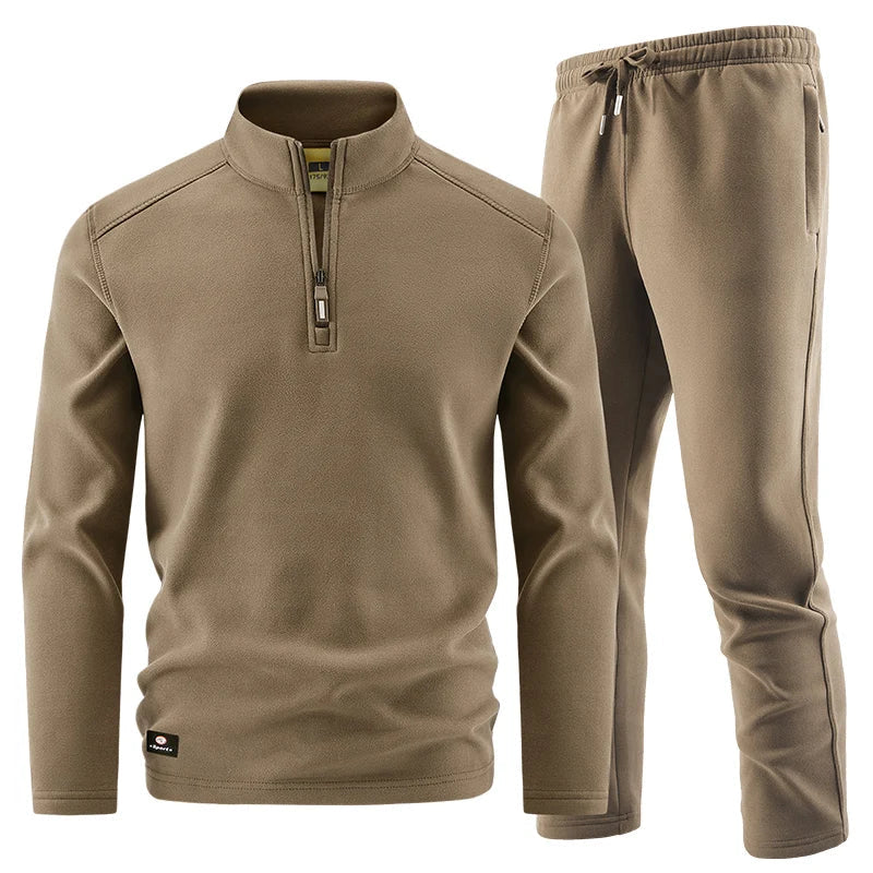 Conjunto elegante de camisola com fecho para homem