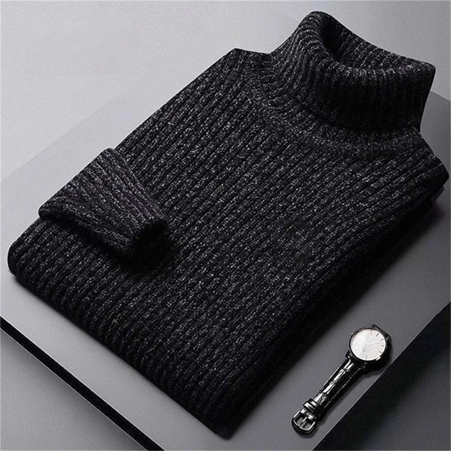 Elegante camisola de gola alta em malha