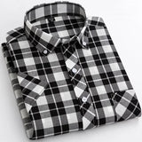 Camisa de algodão de manga curta axadrezada