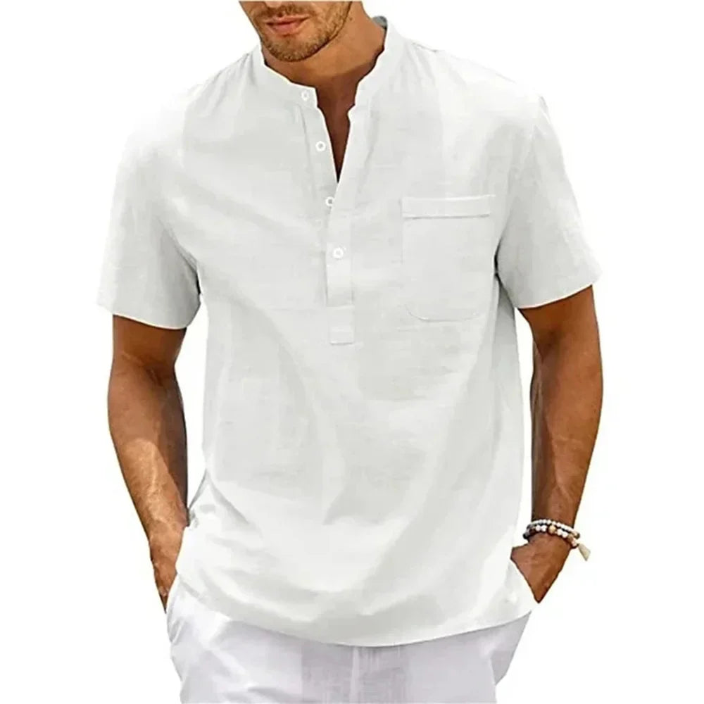 Camisa elegante em linho de algodão