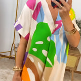 Roos™ | Vestido casual com estampa de folhas coloridas