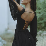 Layla | Vestido curto alegre com mangas bufantes