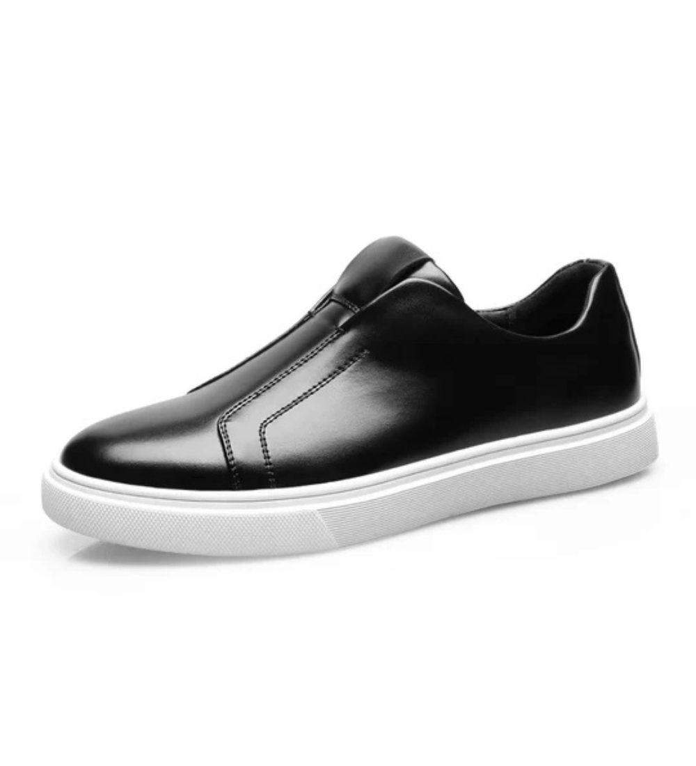 Sapatos casuais de couro sem atacadores
