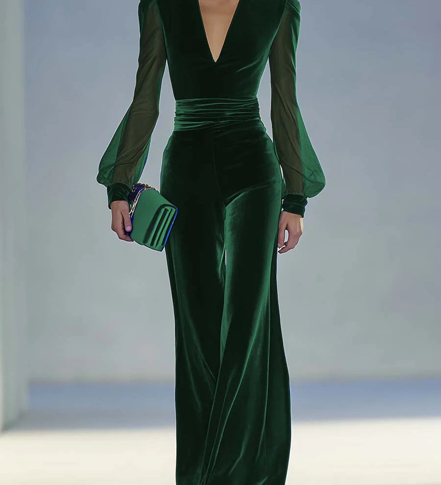 Sabrina™ | Macacão longo elegante com decote em V
