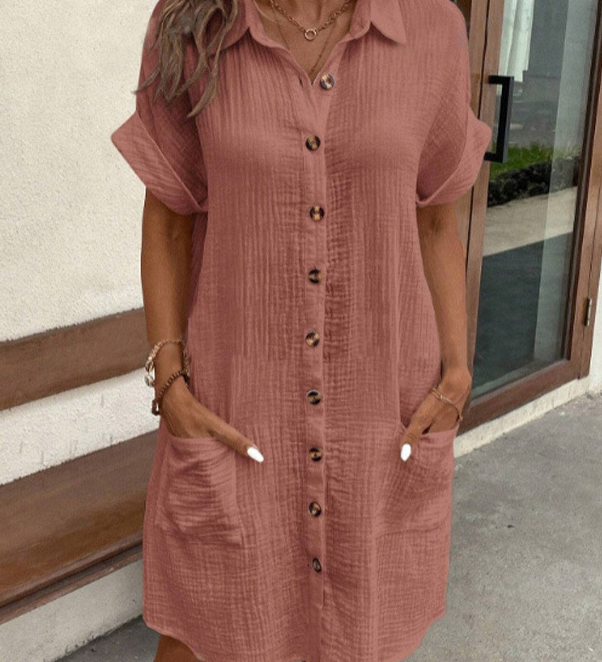 Renata™ - Vestido polo oversized em tecido