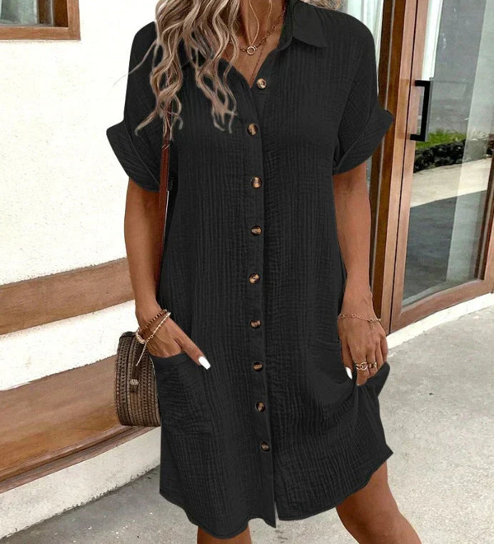 Renata™ - Vestido polo oversized em tecido