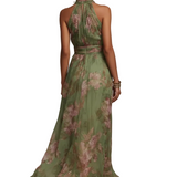 Serena ∙ Vestido Verde Floral em Chiffon