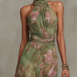 Serena ∙ Vestido Verde Floral em Chiffon