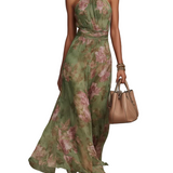 Serena ∙ Vestido Verde Floral em Chiffon