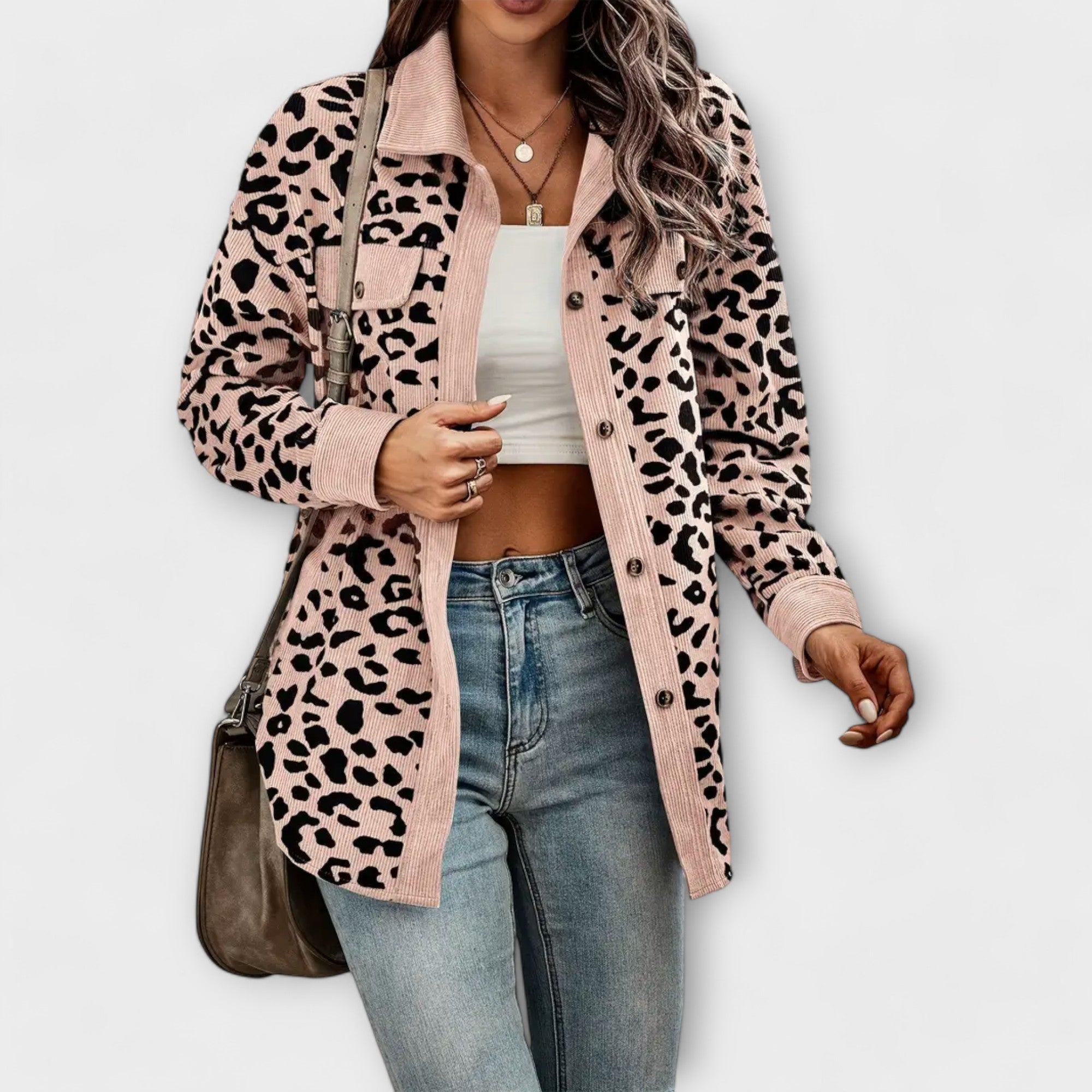 Casaco Casual em Estampa de Leopardo
