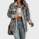 Casaco Casual em Estampa de Leopardo