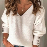 Lorena - Camisola com Decote em V e Botões Frontais