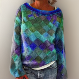 Lília - Camisola Casual com Estampa de Losangos