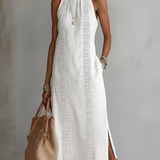 Jimena | Vestido midi de linho com gola mao