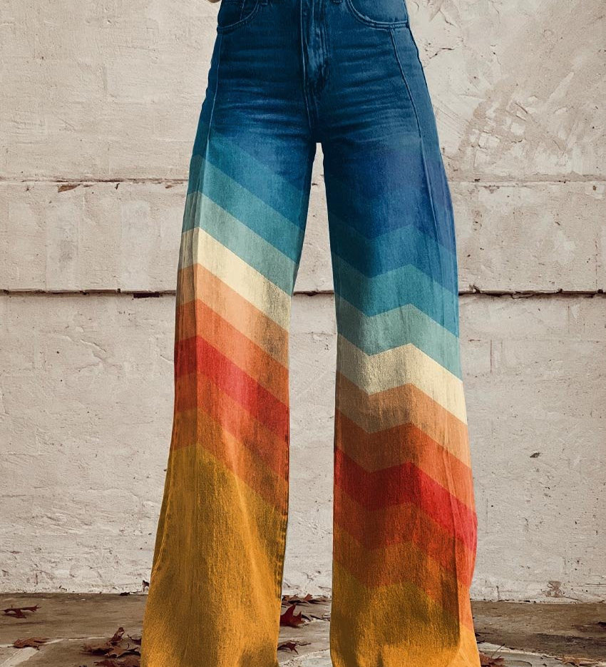 Moda Lusitana - Calças Retro Elegantes Zig Zag