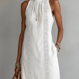 Jimena | Vestido midi de linho com gola mao