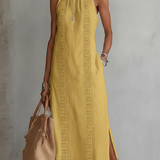 Jimena | Vestido midi de linho com gola mao