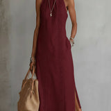 Jimena | Vestido midi de linho com gola mao