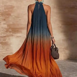 Jacinta Porto | | Vestido Comprido Degradê Elegante com Decote em V